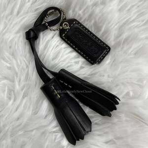 1.5" y2k COACH Black Fob Bag Charm Hang tag Hangtag Tassel